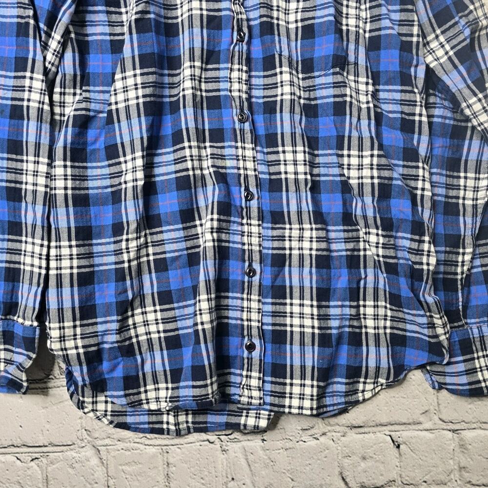 J Crew Womens Boy Fit Cotton Blue Plaid Button Up Fall Preppy Blouse Size 4 - Picture 4 of 12